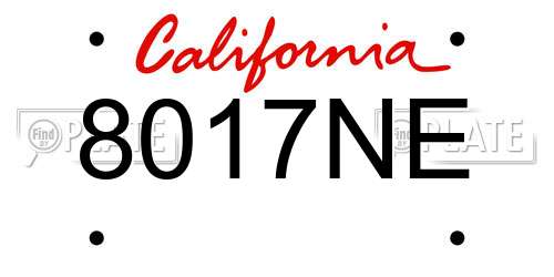 8017NE California License Plate