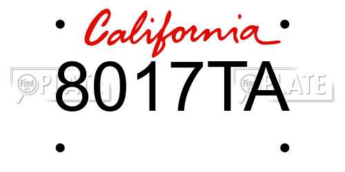 8017TA California License Plate