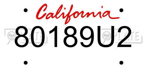 80189U2 California License Plate
