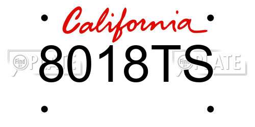 8018TS California License Plate