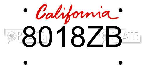 8018ZB California License Plate