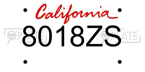 8018ZS California License Plate