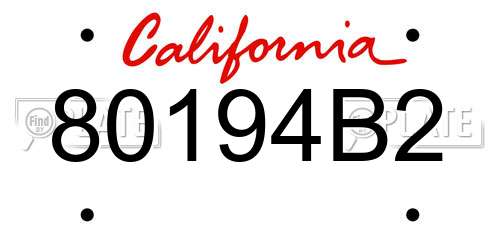 80194B2 California License Plate