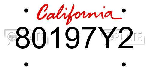 80197Y2 California License Plate