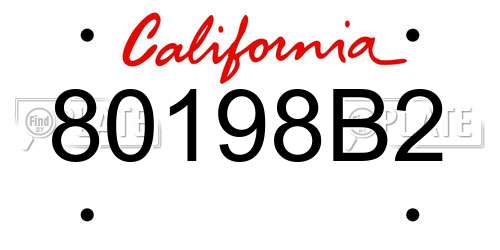 80198B2 California License Plate