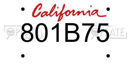 801B75 California License Plate