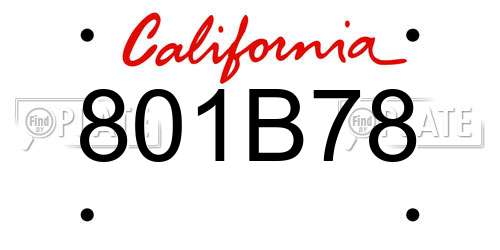 801B78 California License Plate