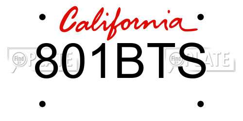 801BTS California License Plate