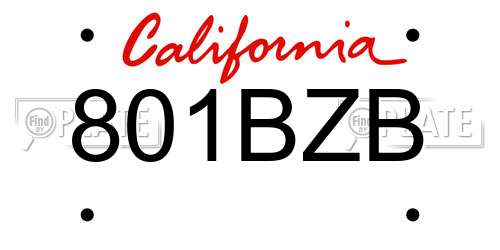 801BZB California License Plate