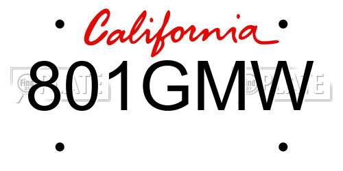 801GMW California License Plate