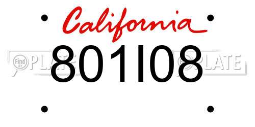 801I08 California License Plate