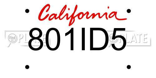 801ID5 California License Plate