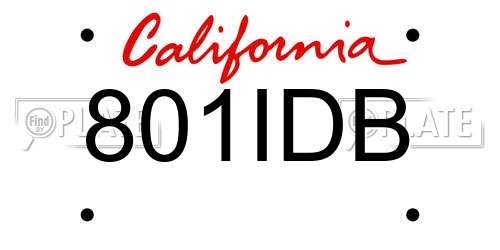 801IDB California License Plate