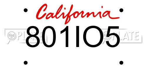 801IO5 California License Plate