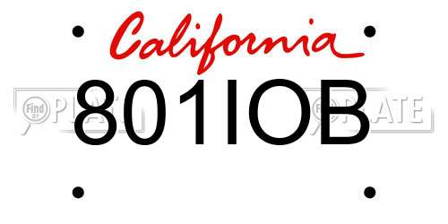 801IOB California License Plate