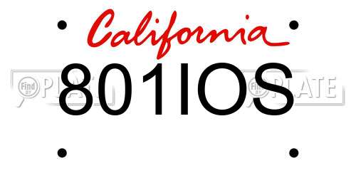 801IOS California License Plate