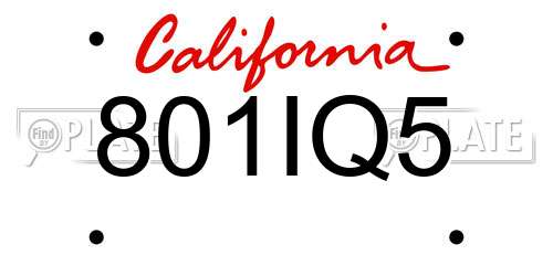 801IQ5 California License Plate