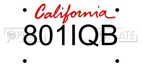 801IQB California License Plate