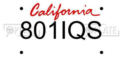 801IQS California License Plate