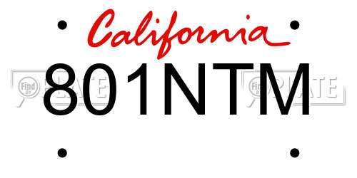 801NTM California License Plate