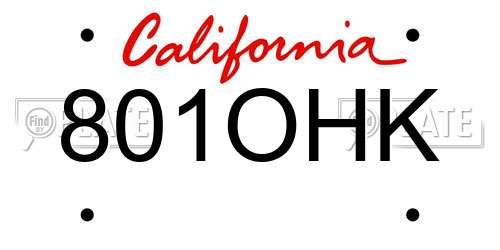 801OHK California License Plate