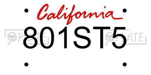 801ST5 California License Plate