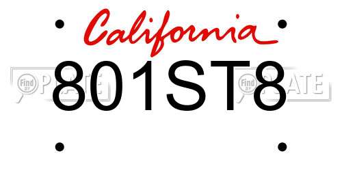 801ST8 California License Plate