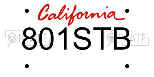 801STB California License Plate