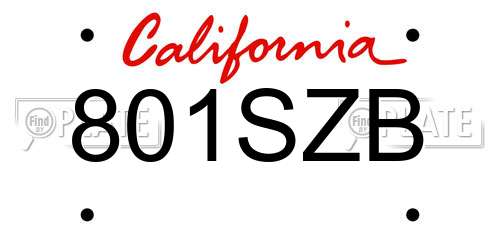 801SZB California License Plate