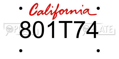 801T74 California License Plate