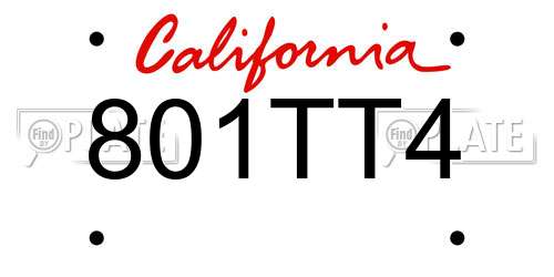 801TT4 California License Plate