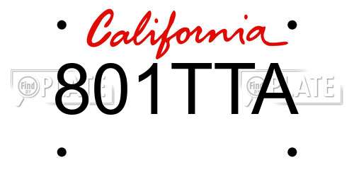 801TTA California License Plate