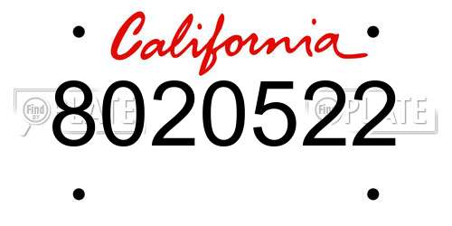 8020522 California License Plate