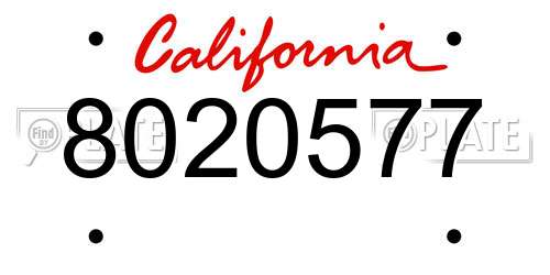 8020577 California License Plate