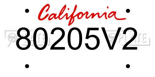 80205V2 California License Plate