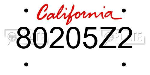 80205Z2 California License Plate