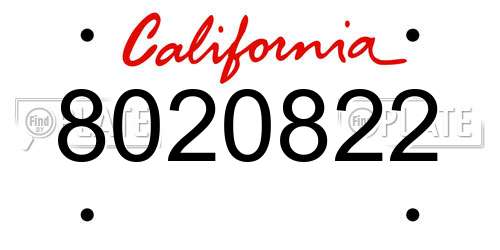 8020822 California License Plate