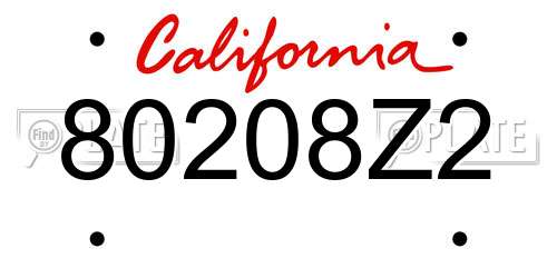 80208Z2 California License Plate