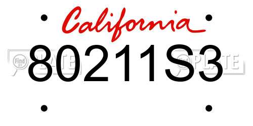 80211S3 California License Plate