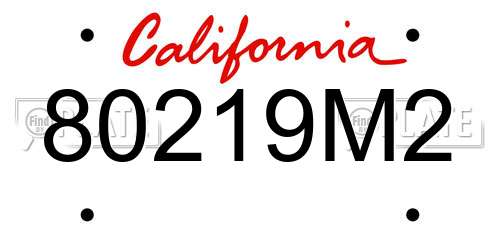 80219M2 California License Plate