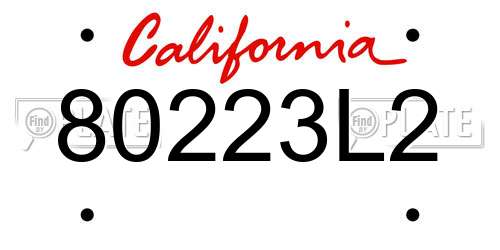 80223L2 California License Plate
