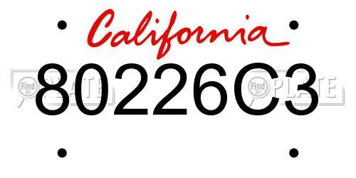 80226C3 California License Plate