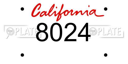 8024 California License Plate