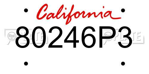 80246P3 California License Plate
