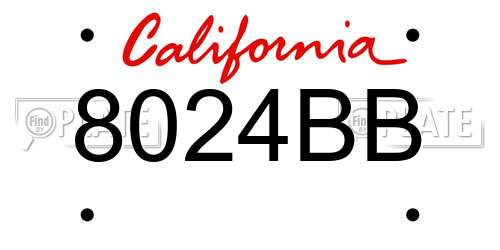 8024BB California License Plate