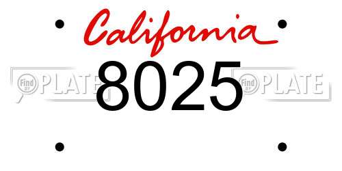8025 California License Plate
