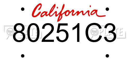 80251C3 California License Plate