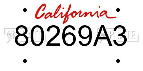 80269A3 California License Plate
