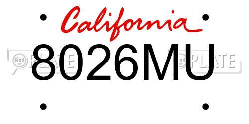 8026MU California License Plate