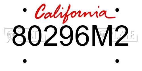 80296M2 California License Plate